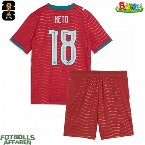 Portugal Pedro Neto #18 Hemmaställ Barn VM 2026 Kortärmad (+ Korta byxor)